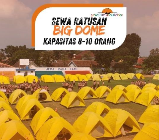 Sewa Tenda Bigdome Kapasitas 8-10 Orang untuk Pramuka dan Camping di Malang
