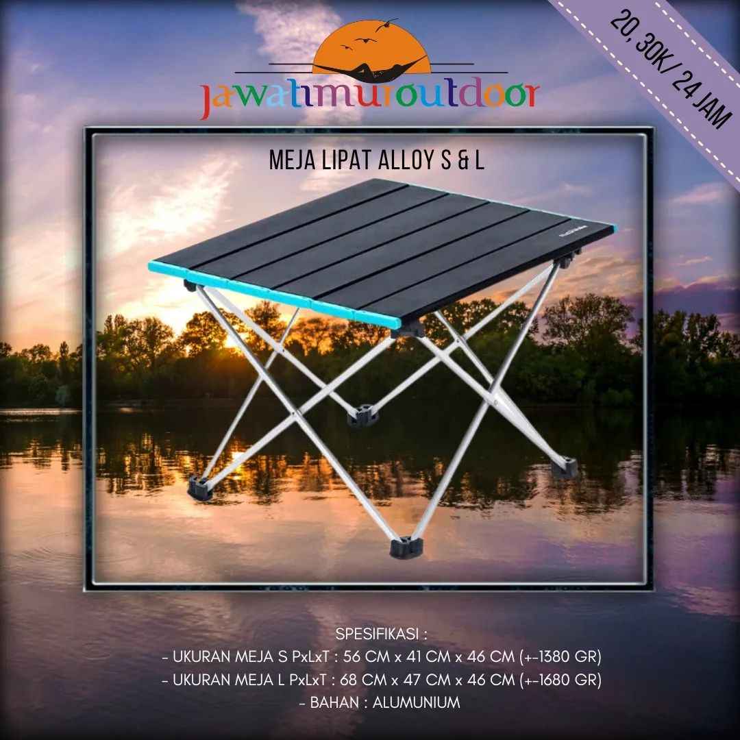Sewa Meja Lipat Alloy Malang Ukuran S dan L – Rental Alat Camping Lengkap